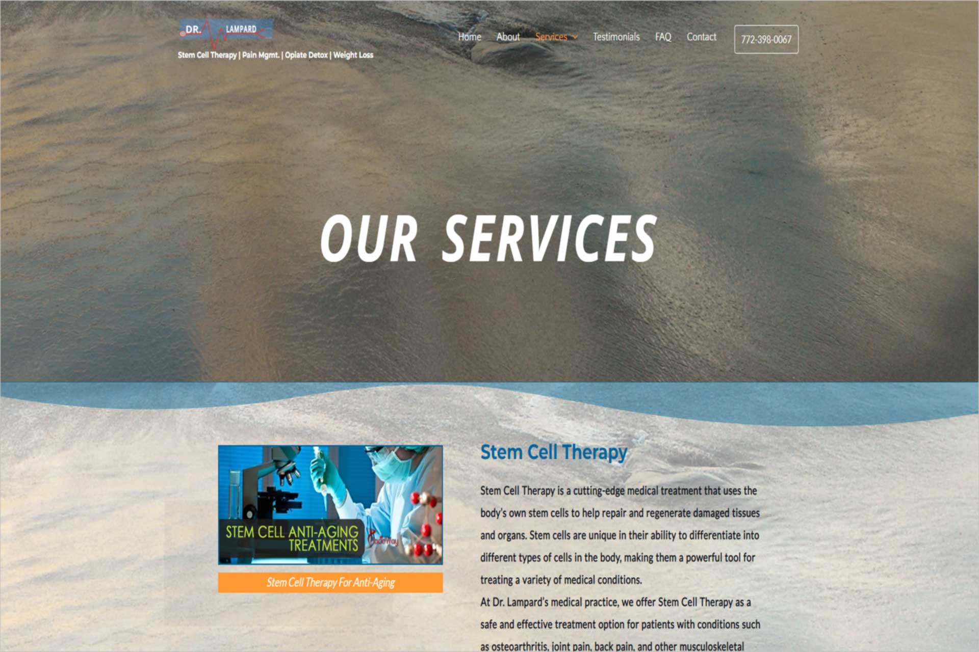 Services page for dr Lampard website